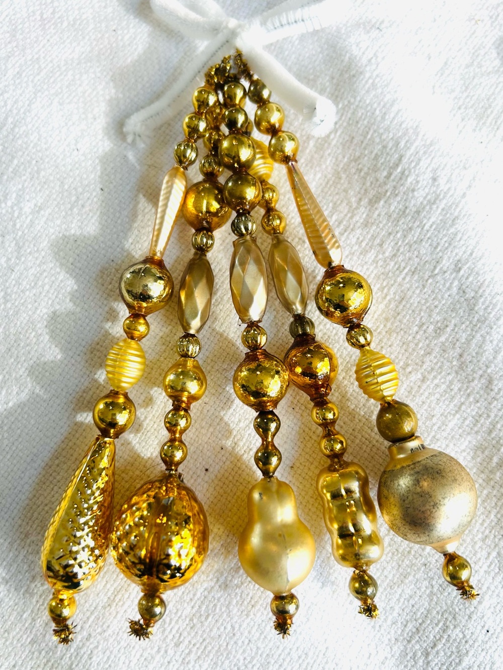 Vintage repurposed mercury glass garland bead icicle holiday Christmas ornaments